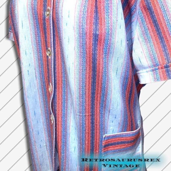 vintage 1970’s Polyester Mod Striped Plus Size Tent Blouse, 2X - Picture 2 of 8